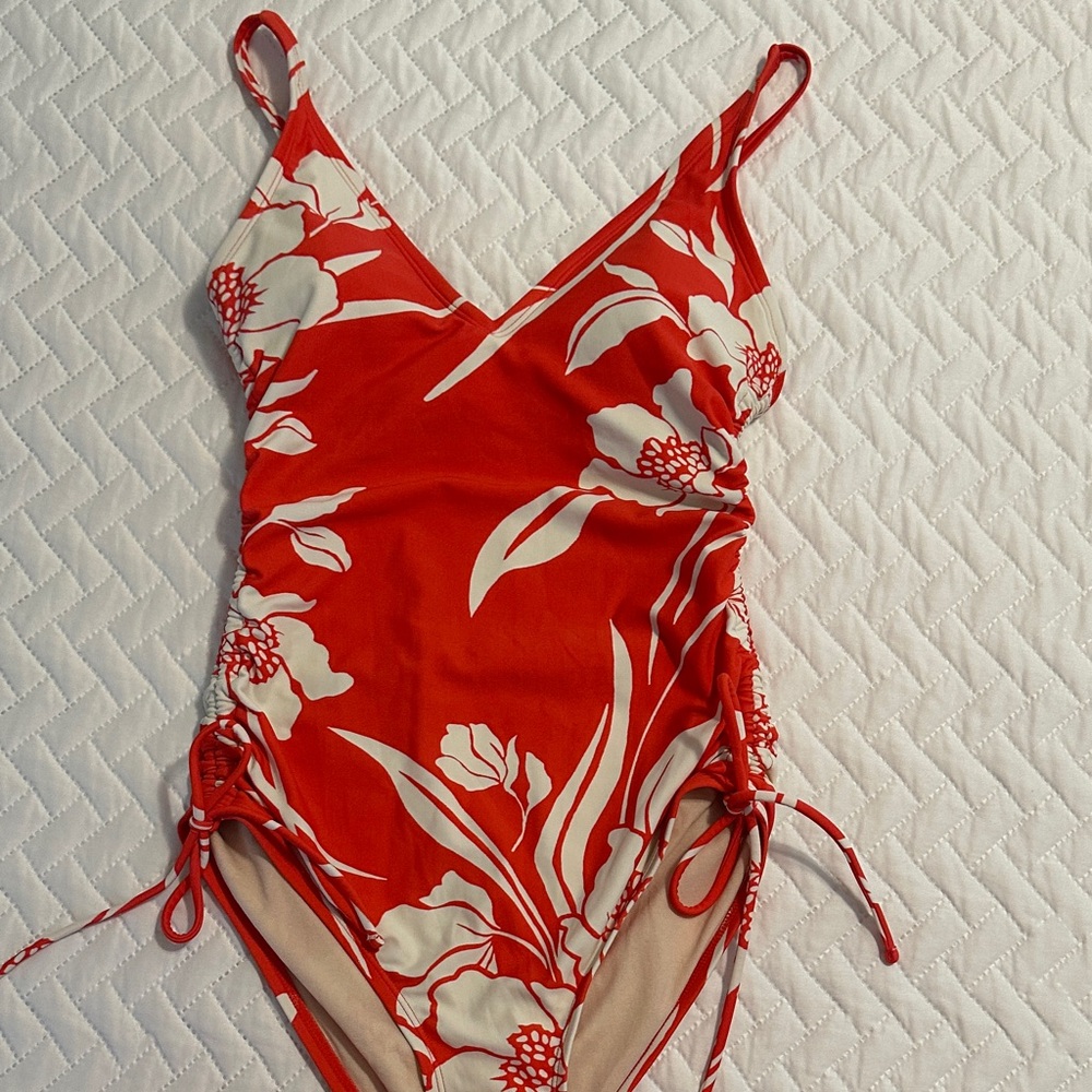 Kona Sol women One Piece Swimsuit in orange and Cream Floral